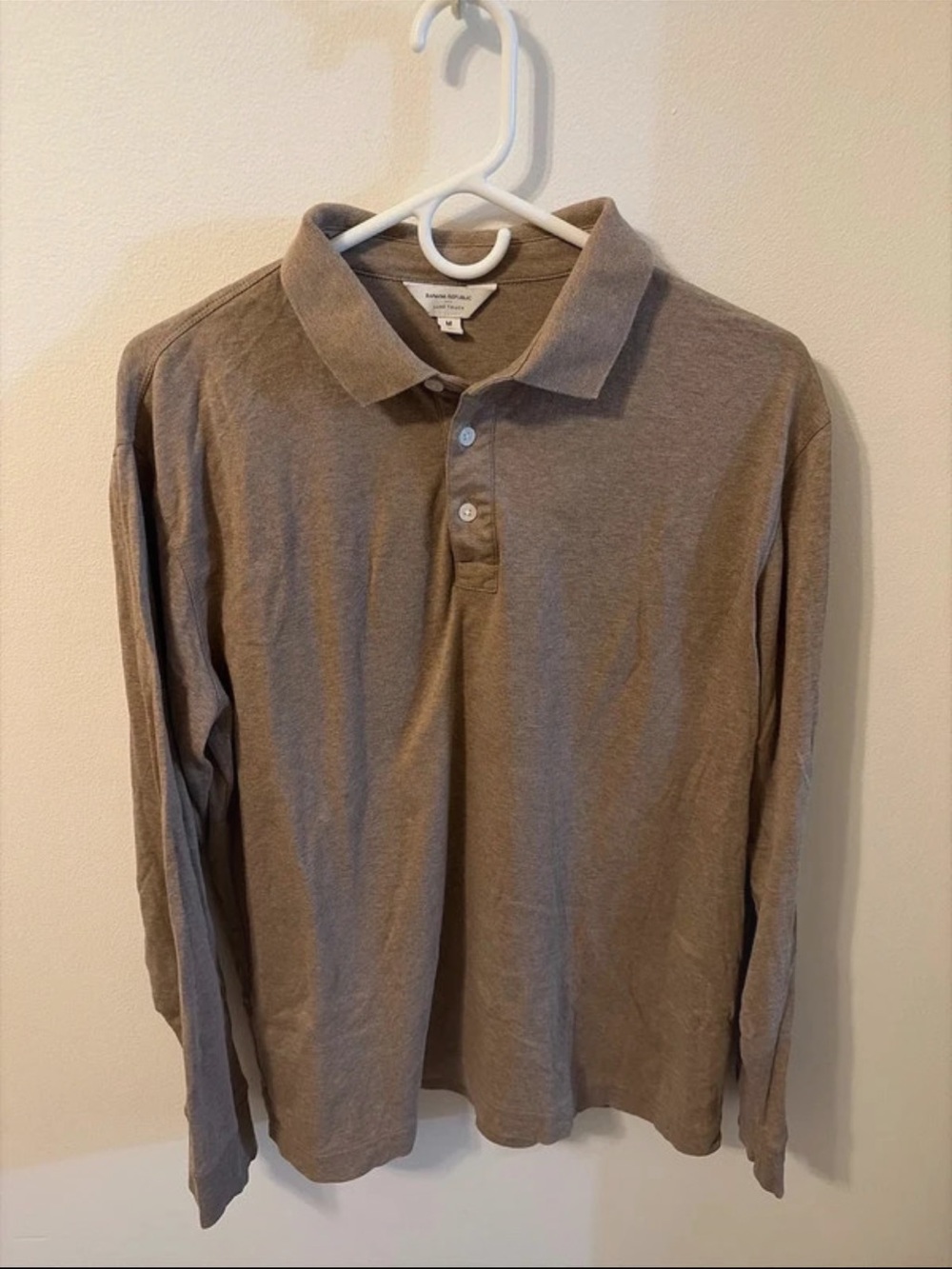 Banana Republic Long Sleeve Polo - Taupe Brown